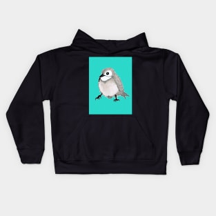 Cute Bird - Aqua & Green Striped Background Kids Hoodie